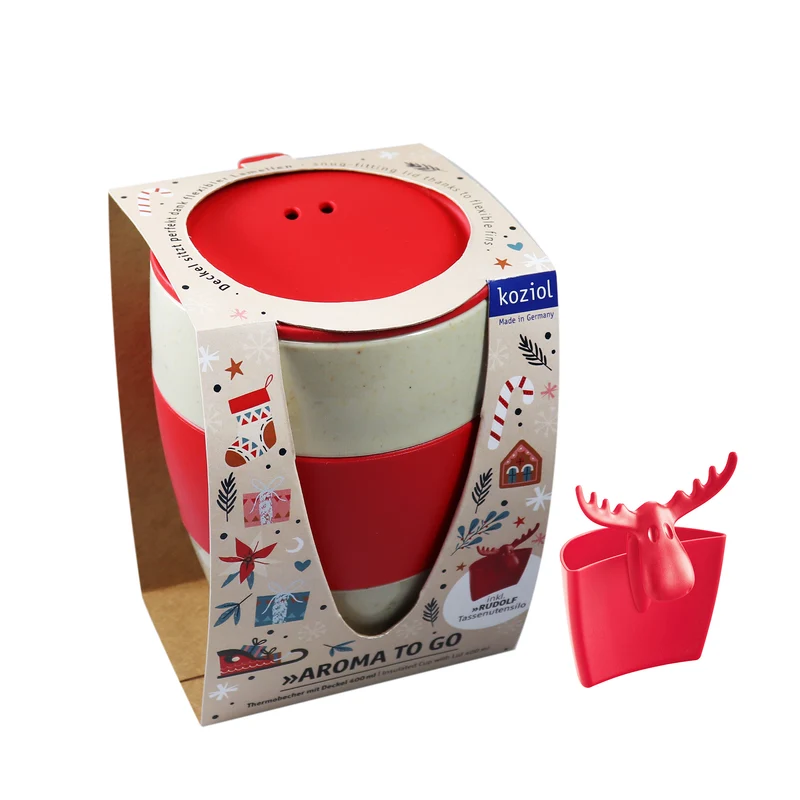 Thermobecher mit Deckel + Tassenutensilo AROMA TO GO RUDOLF SET
