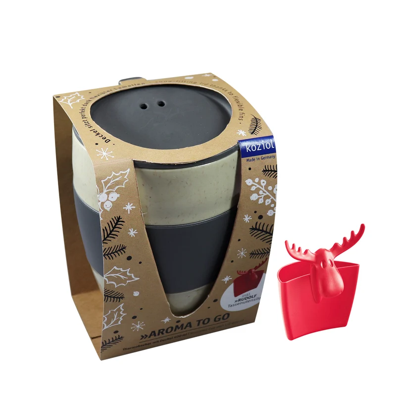 Thermobecher mit Deckel + Tassenutensilo AROMA TO GO RUDOLF SET