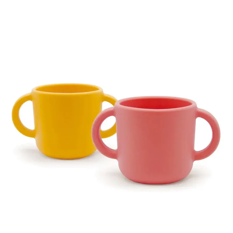 2 tasses à anses en silicone Ekobo - Corail / Mimosa