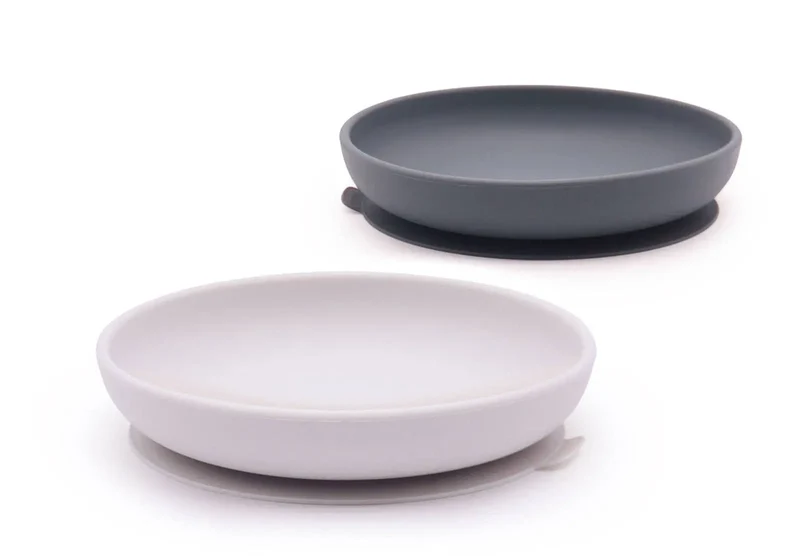 2 assiettes à ventouse en silicone Ekobo - Cloud / Storm