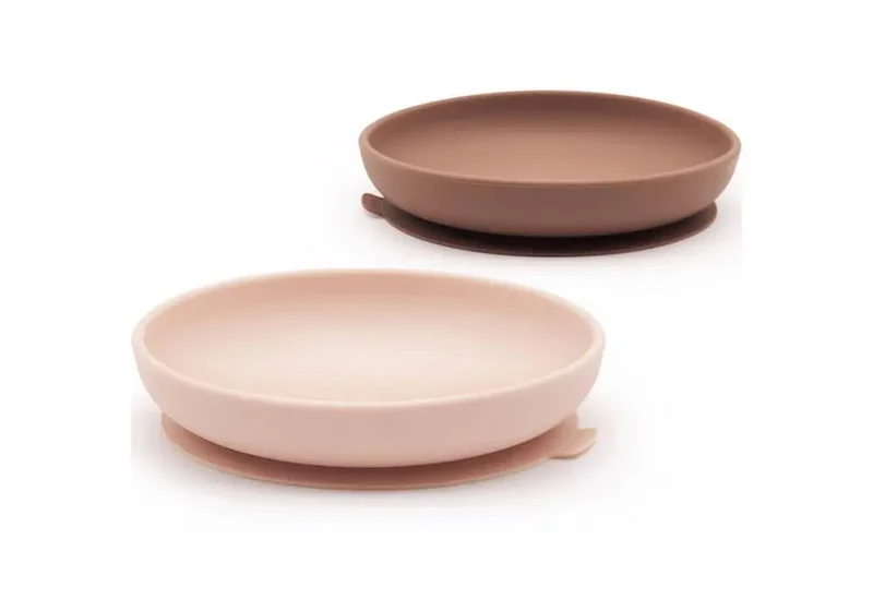 2 assiettes à ventouse en silicone Ekobo - Blush/ Terracotta