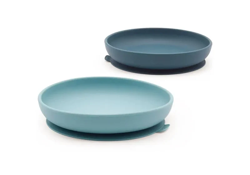 2 assiettes à ventouse en silicone Ekobo - Blue Abyss / Lagoon