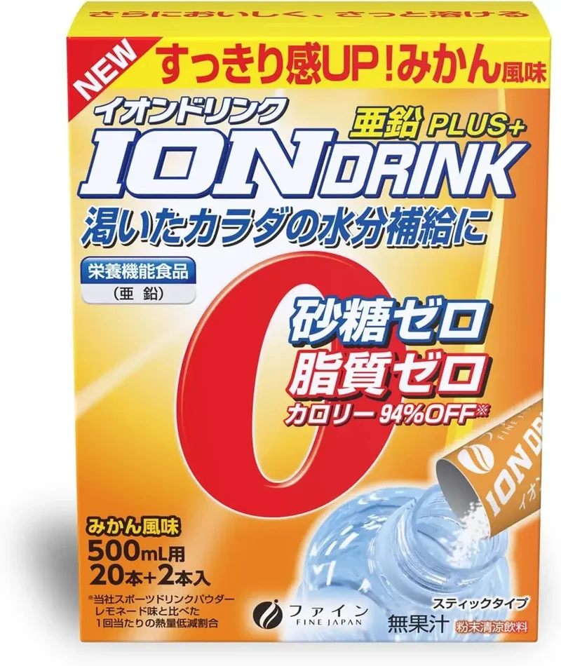 Fine Japan Fine Sports Ion Drink, Sugar-Free Mandarin Flavor