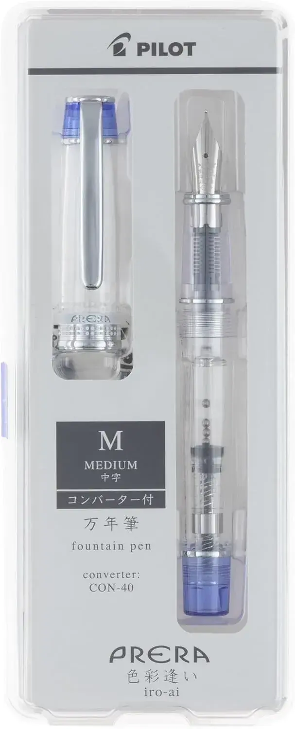 Pilot Fountain Pen Prera Medium Clear Blue Resin Collection
