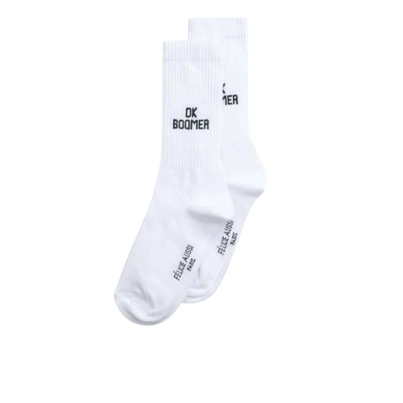 Chaussettes Félicie Aussi - Ok boomer 40/45 blanc