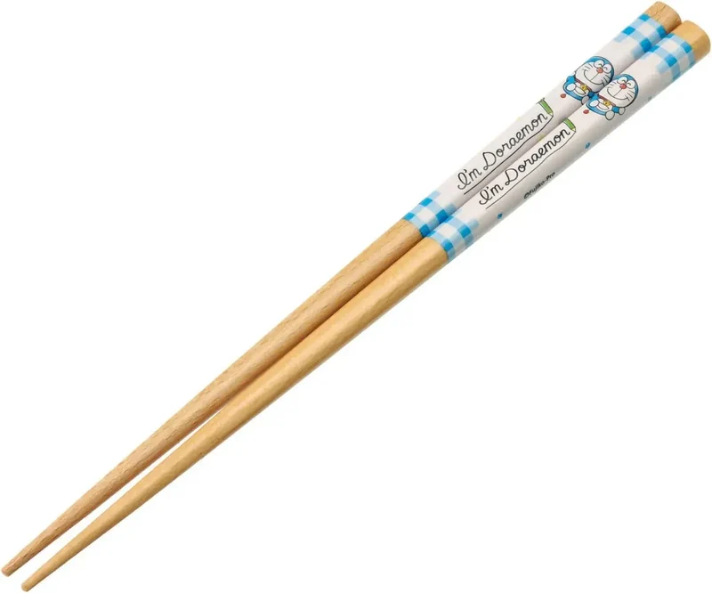 Skater Doraemon Square Wood Chopsticks, Rounded Non-Slip Tips, 21cm