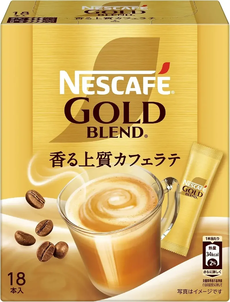 Nescafe Gold Blend Instant Cafe Latte Coffee Sticks 18-Count Box