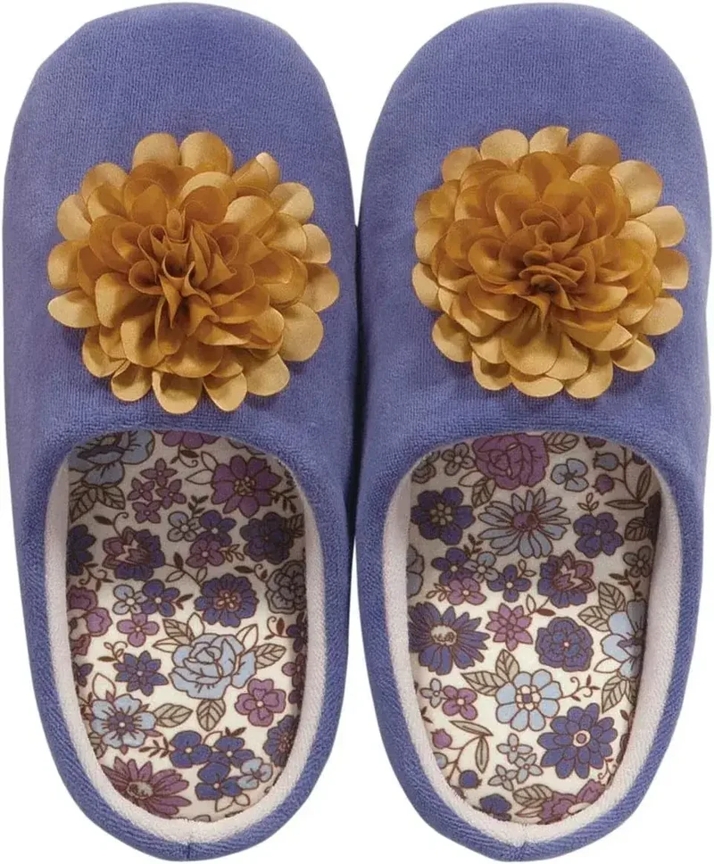 Senko Charlotte Indoor Slipper with Floral Motif Cushioned Sole