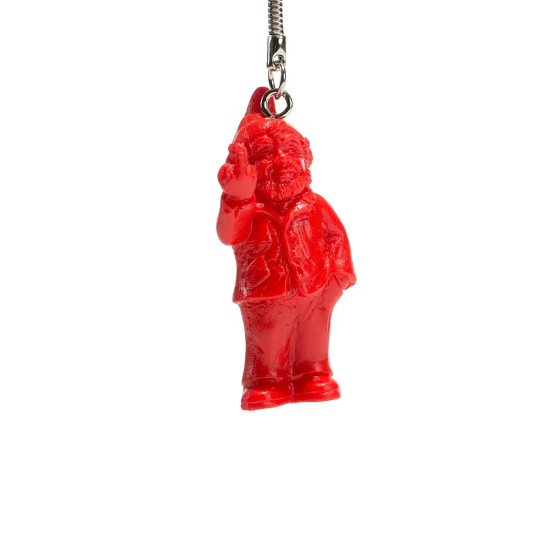 Porte-clés Nain doigt d'honneur - rouge