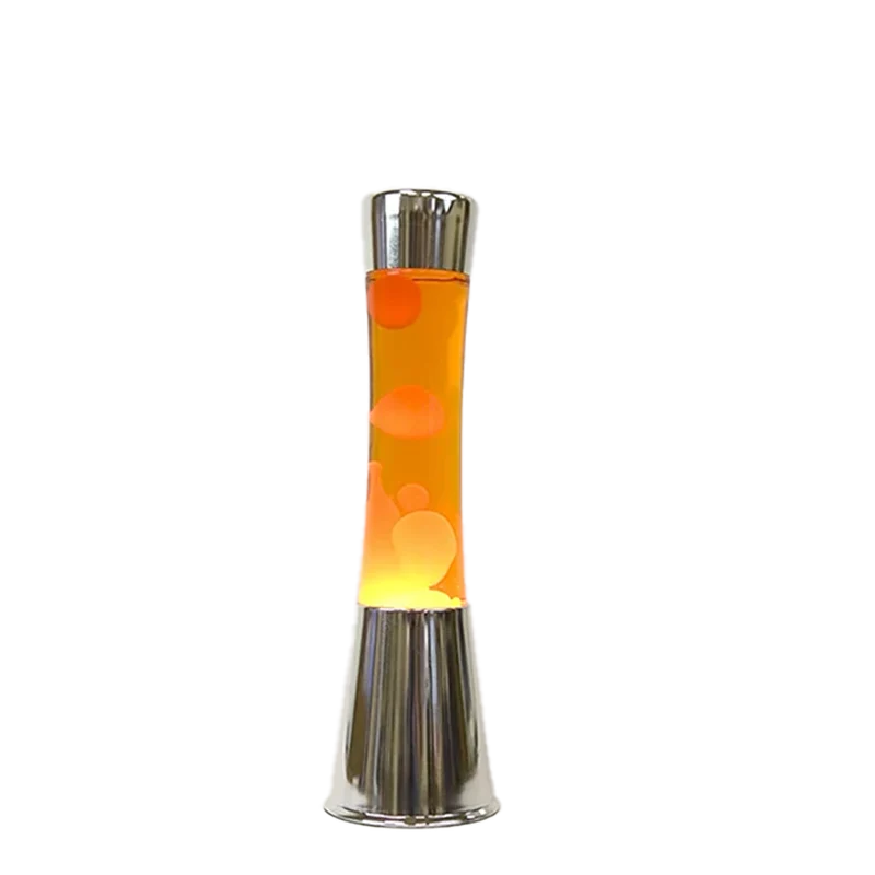 Lampe à lave h.40 cm - orange & base chromée