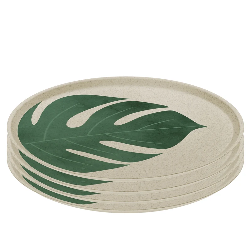 Grosser Teller CONNECT PLATE 255mm MONSTERA LEAF 4er-Set