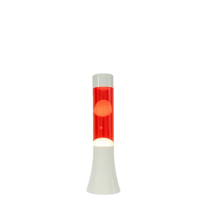 Mini Lampe à lave H.31 cm - rouge & base blanche