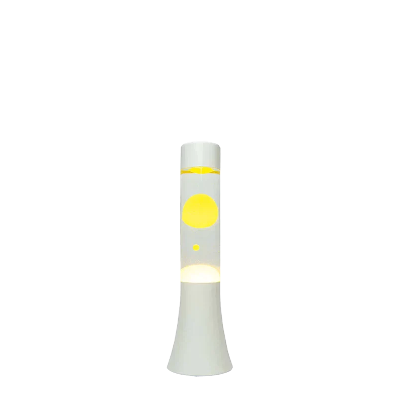 Mini Lampe à lave h.31 cm - jaune & base blanche