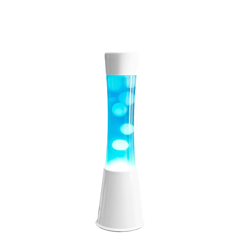 Lampe à lave h.40cm - bleu base blanche
