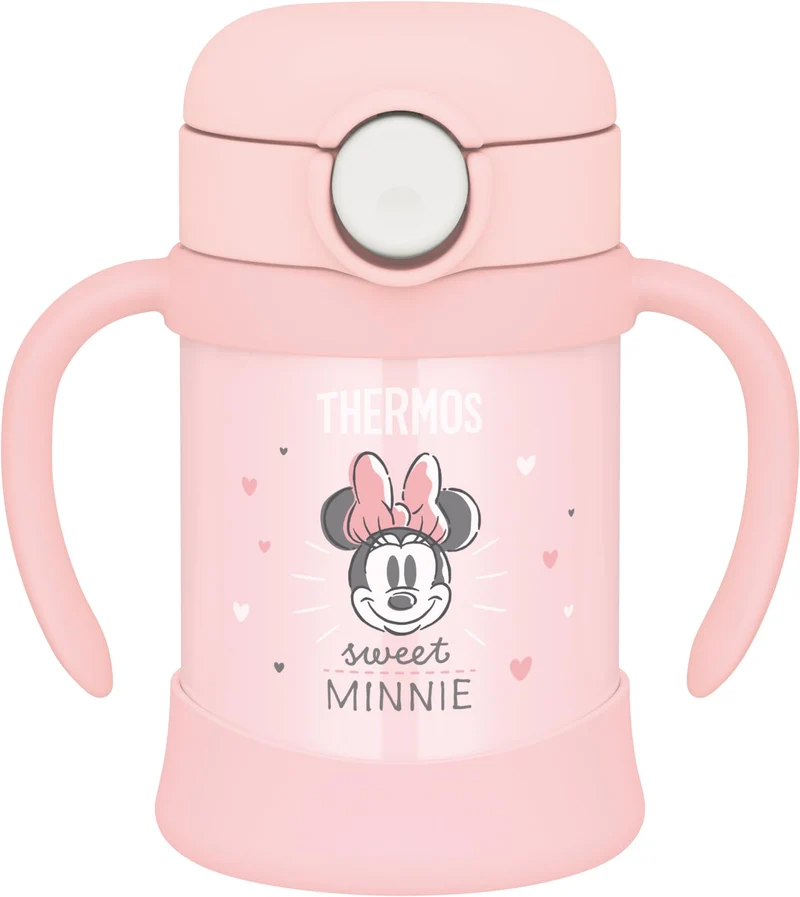 Thermos Vacuum Baby Straw Mug 250Ml Pastel Pink Minnie Mouse Insulated