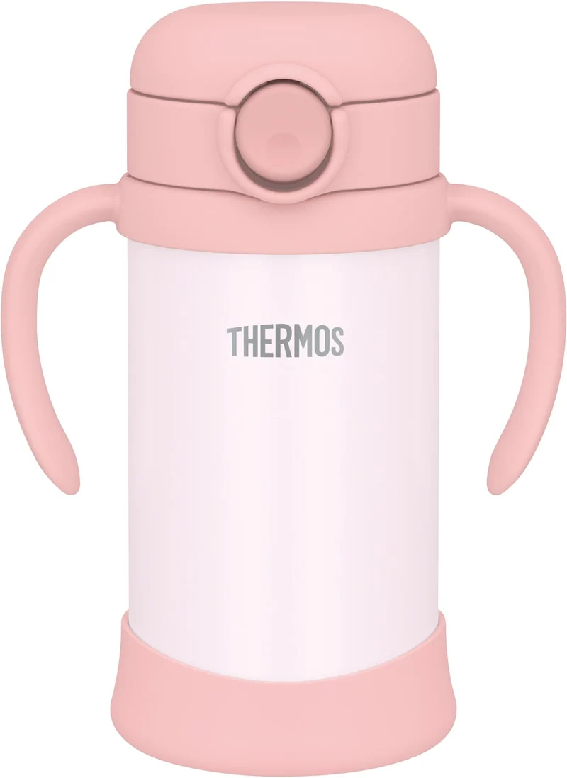 Thermos Baby Straw Mug 350Ml Peach Insulated Vacuum Cup