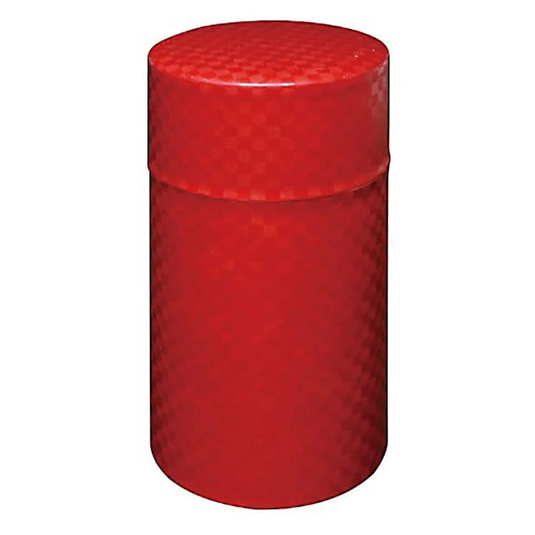 Yamaco Large Red Tea Canister - Modern Checkered Storage