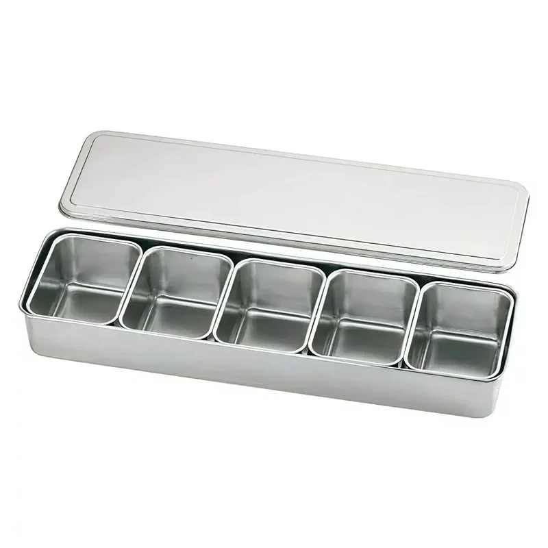 EBM Stainless Steel Antibacterial Yakumi Seasoning Container 5 Compartments