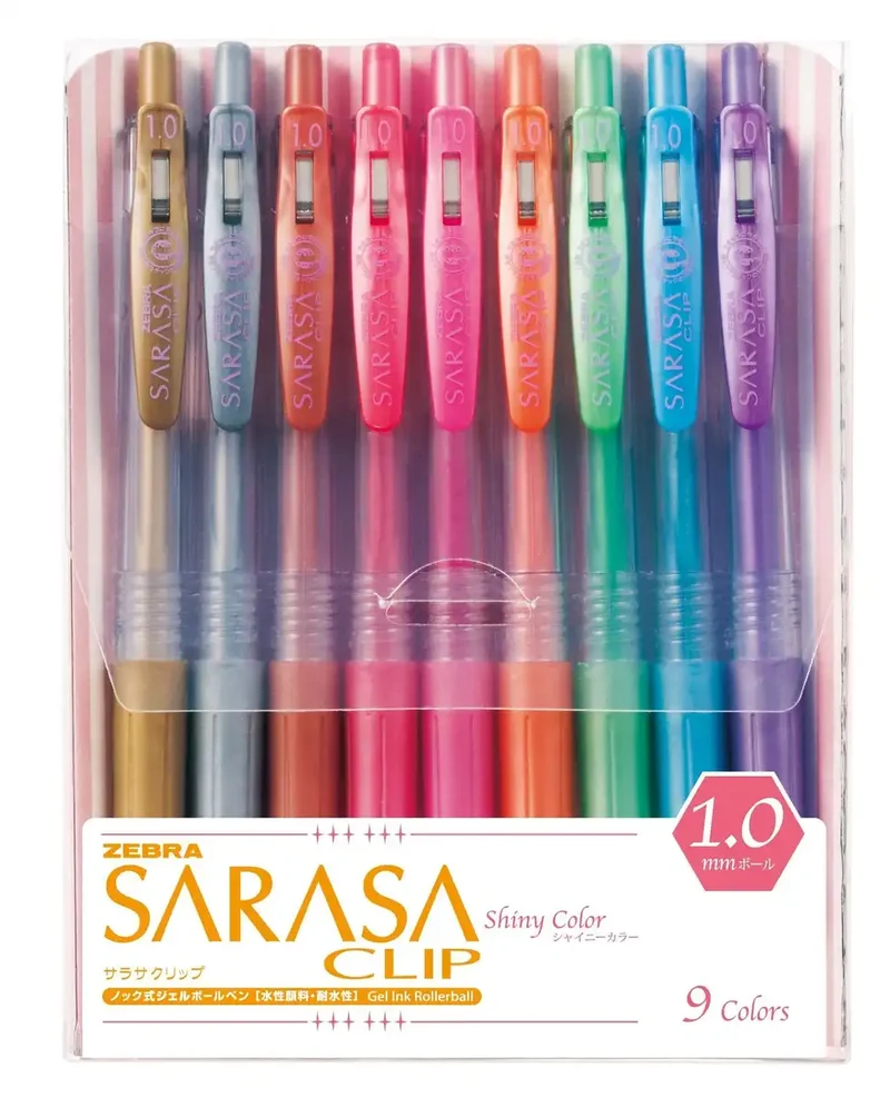 Sarasa Gel Ballpoint Pen Set 1.0mm 9 Vibrant Colors Clip Design