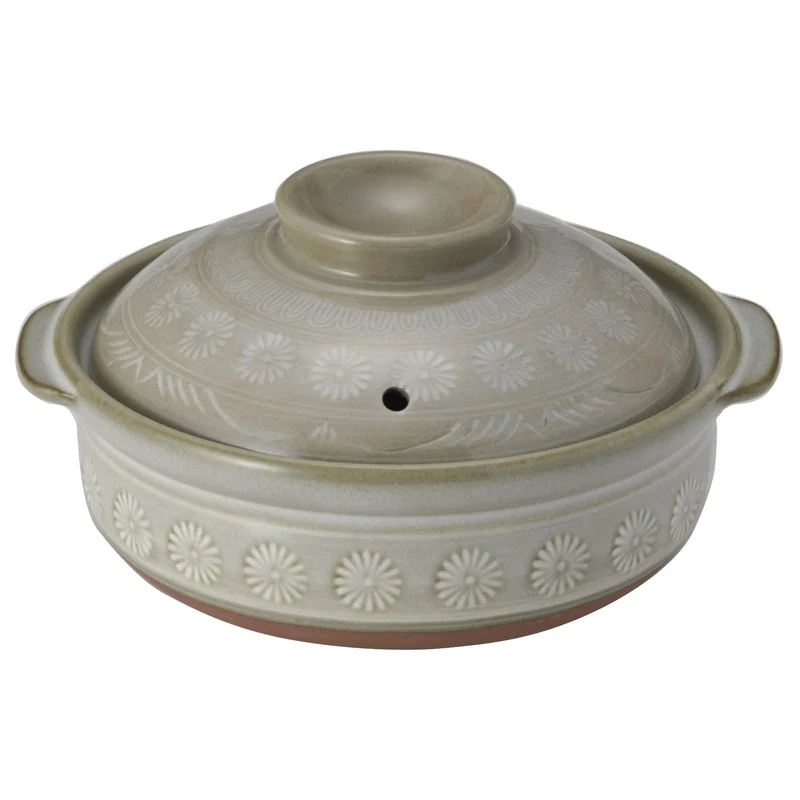 Ginpo Touki Hanamishima Nº7 Donabe Casserole Earthen Pot - Direct flame compatible