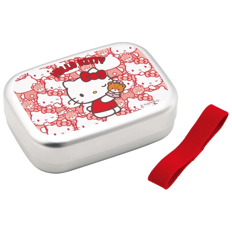Skater Hello Kitty Aluminum Lunch Box 370Ml with Belt for Kids Japan Made