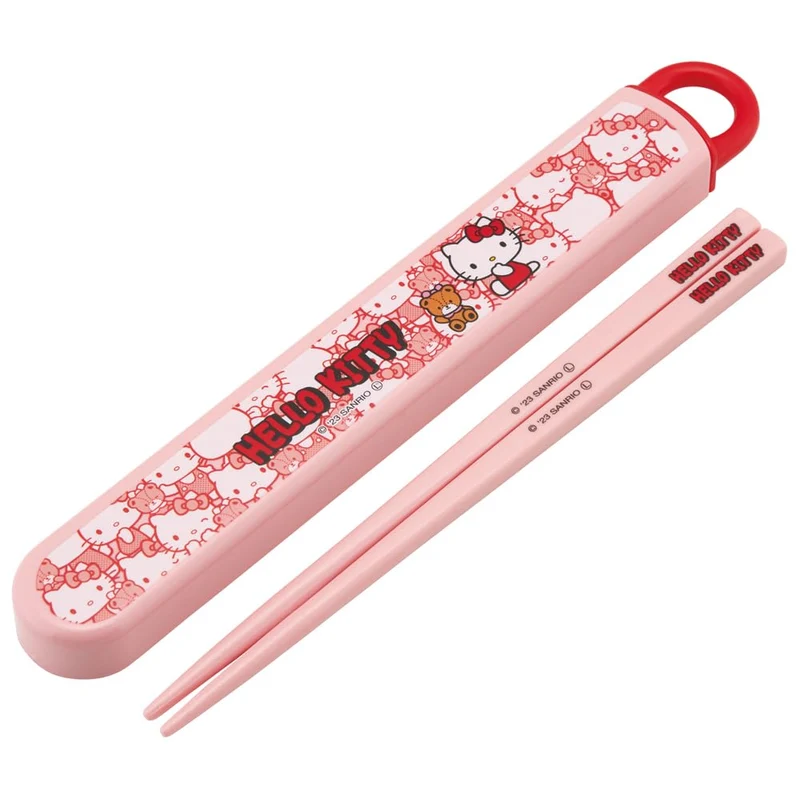 Skater Hello Kitty Kids Lunch Box Set with 16.5Cm Antibacterial Chopsticks
