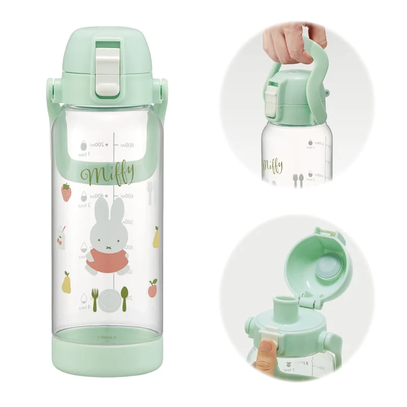 Skater Miffy Drink Marker Bottle 1L with Handle - Easy Drink Tracker