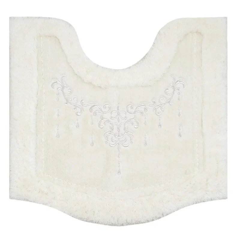 Senko Japan Nynas Shanti Toilet Mat Platinum X Ivory 70X70Cm Rhinestones 17873