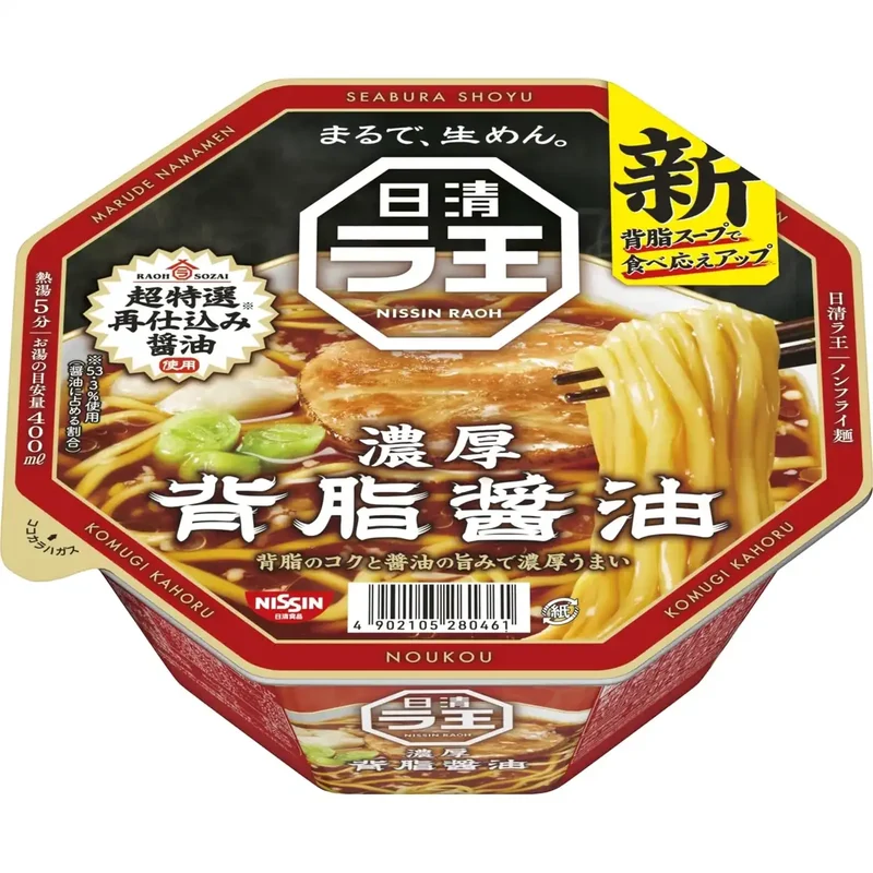 Nissin Foods Raoh Fatback Rich Soy Sauce Instant Ramen single Cup