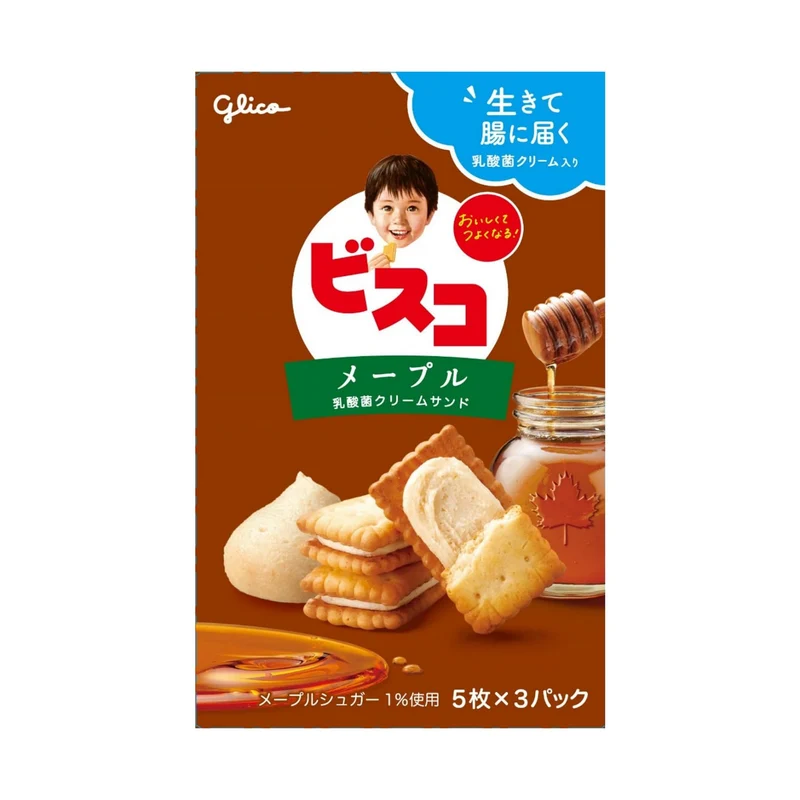 Glico Bisco Maple Syrup Cream Sandwich Biscuits