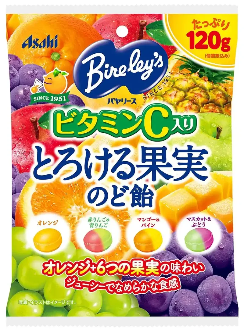 Asahi Bireleys Assorted Fruit Japanese Candy 120g Delicious Fruit Flavors