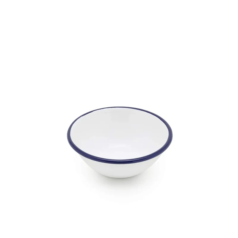 Tsukiusagijirushi Tsuki Usagi White Enamel Bowl Navy Blue Detail