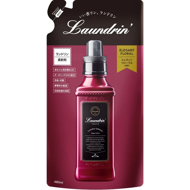 Laundry Laundrin Elegant Floral Fabric Softener Refill 480ml Long-Lasting Freshness