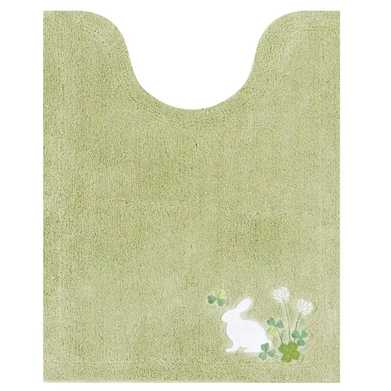 Senko Japan Rabbit Long Toilet Mat 75X60Cm Green Good Luck Embroidery 13719