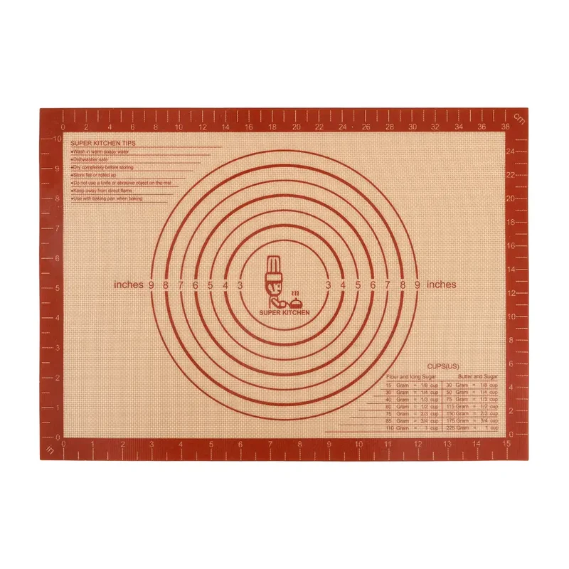 Super Kitchen Red 42X30Cm Silicone Cooking Mat Heat Resistant Placemat Japan Food Grade Baking Mat For Oven Cookie Pizza Microwave Safe