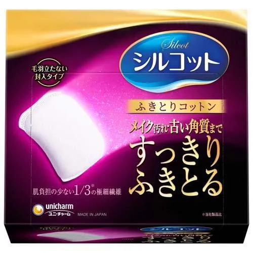 Unicharm Silcot Silky Touch Cotton Wipes 32 Sheets