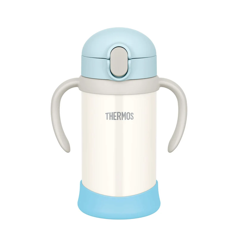 Thermos 350ml Vacuum Flask Baby Straw Mug in Blue and White