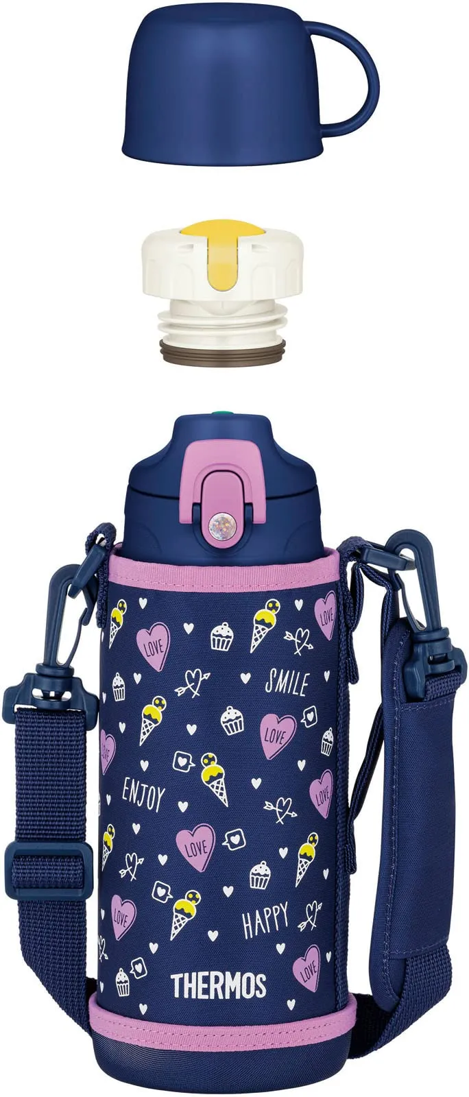 Thermos 0.8L Vacuum Insulated Water Bottle for Children in Navy Purple Fjj-801Wf Nvpl