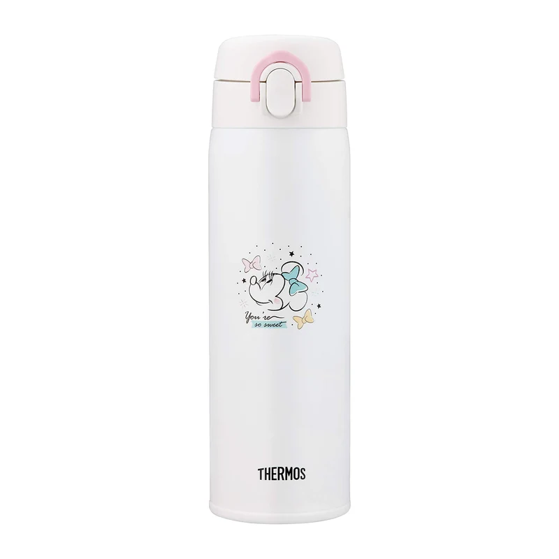 Thermos Disney Minnie 500ml Stainless Steel Flask - Perfect for Milk Preparation Pink White