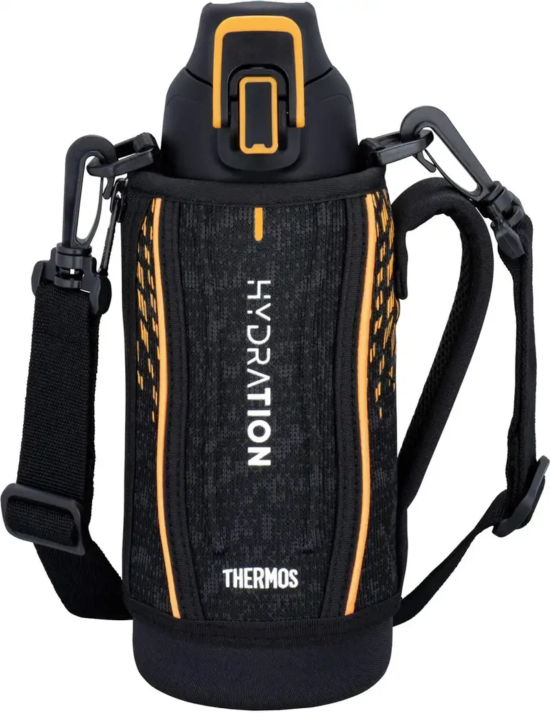 Thermos 0.8L Black Orange Vacuum Insulated Sports Bottle for Cold Beverages Fht-801F Bkor