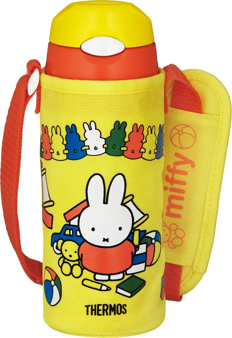 Thermos Vacuum Insulated 400ml Yellow Orange Cold Storage Straw Bottle Fhl-402Fb Y-Or