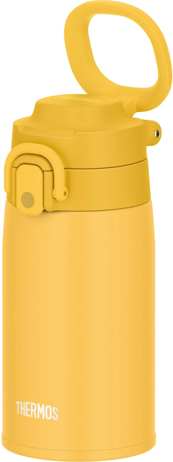 Thermos Vacuum Insulated 400ml Yellow Water Bottle with Carry Loop - Portable Mug