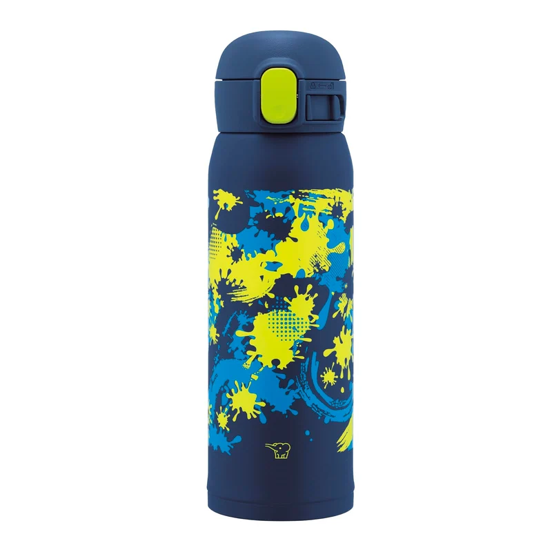 Zojirushi Kids 480ml Stainless Steel One-Touch Water Bottle Seamless Cap Navy
