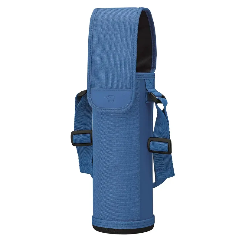 Zojirushi Casual Blue Stainless Steel Water Bottle Cover with Shoulder Strap & Name Tag 720ml Machine Washable