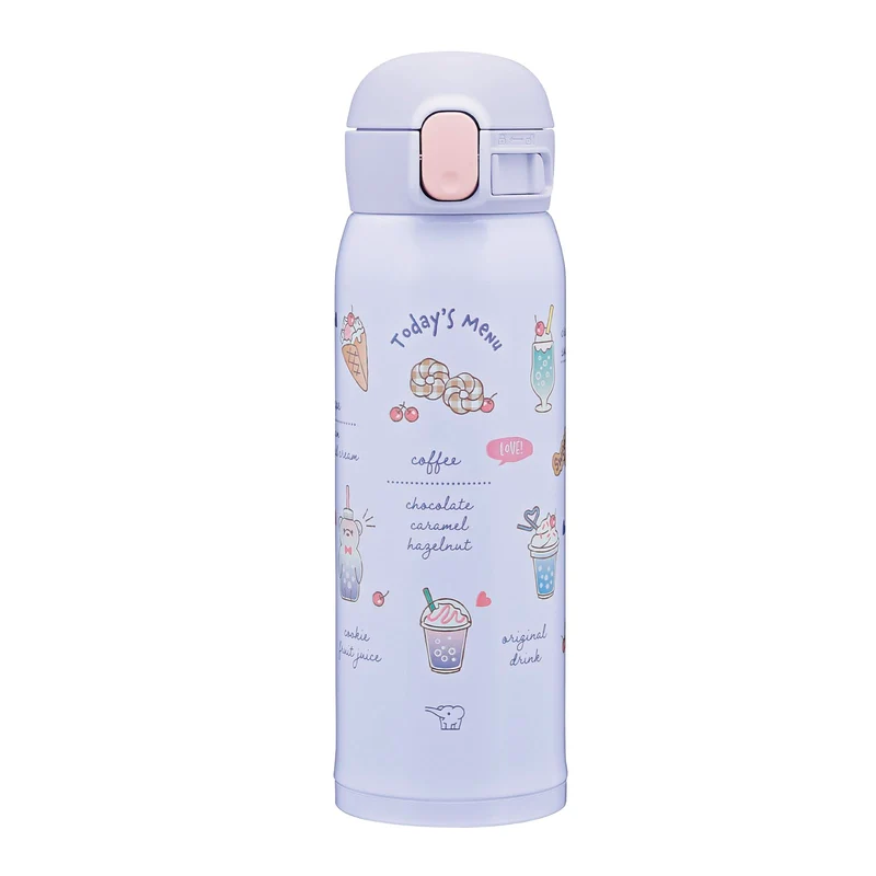 Zojirushi 480ml One-Touch Stainless Steel Water Bottle for Kids Sweet Purple