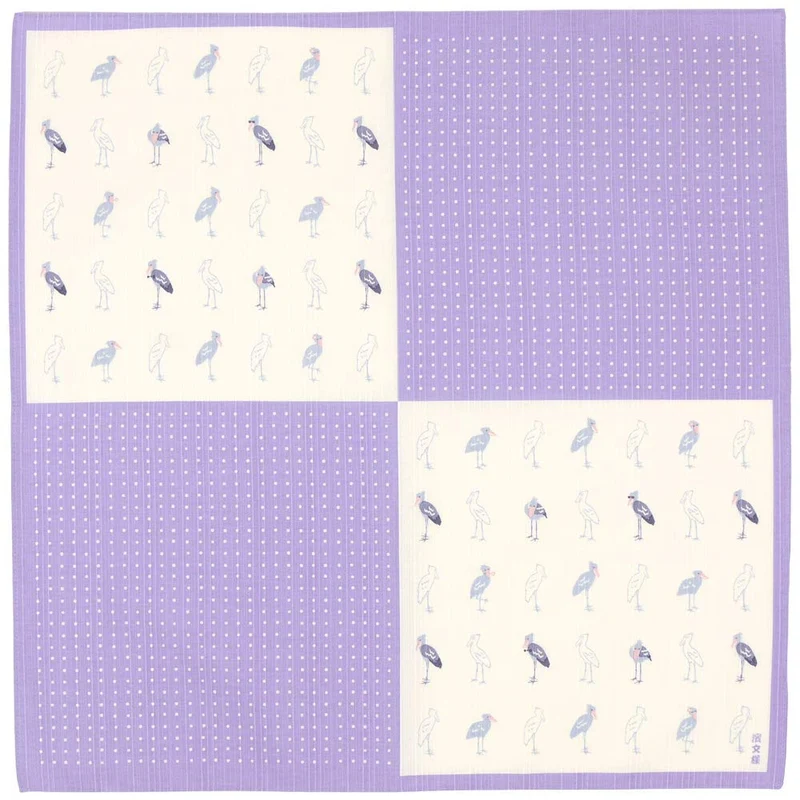 Hama Pattern Japan Gokigen Shoebill Purple Small Wrapping Cloth 50Cm