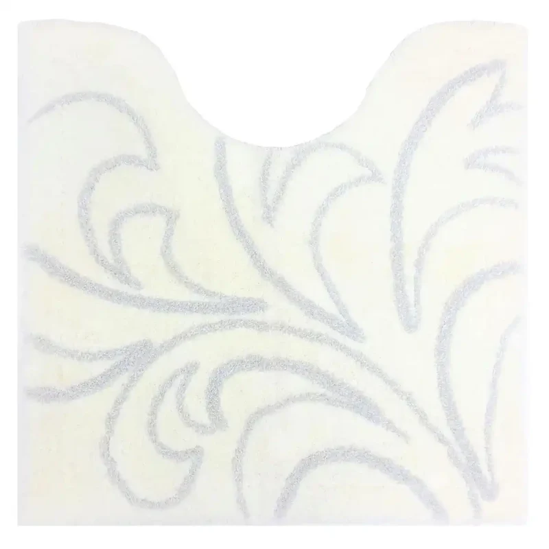 Senko Japan Grace Toilet Mat 60X60Cm White Silver Thread Elegant 39461