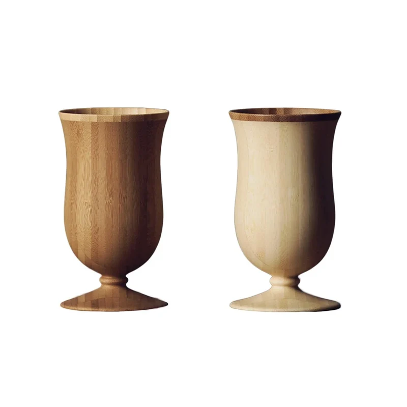Riveret Japan Vessel Glass Campanula 250Ml Pair Set Bamboo Dishwasher Safe Rv-109Wb White/Brown