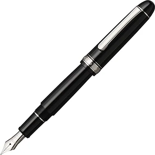Platinum Fountain Pen #3776 Century Bold Black Diamond Rhodium 139.5X15.4mm 20.5G