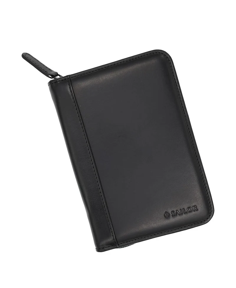 Sailor Fountain Pen Collection Case Genuine Leather Holds 5 Pens Black